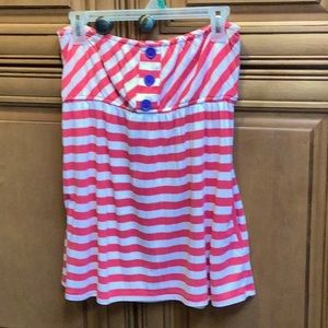 HOT PINK AND WHITE STRAPLESS TOP 👩